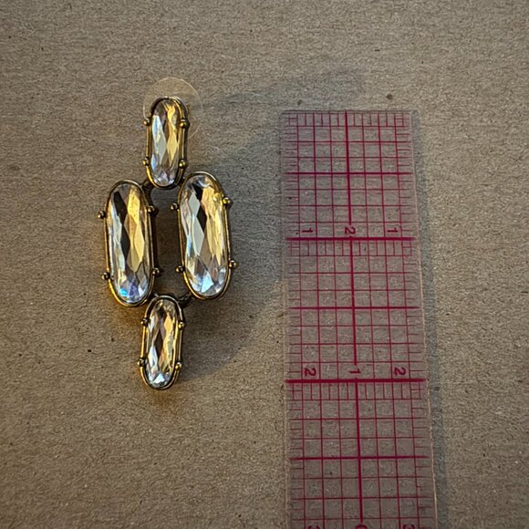 NWT Touchstone by Swarovski crystal quadruple lozenge stud earrings - Picture 5 of 7